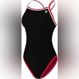 NWT New TYR Diamondfit Hydraspan Black Red Reversible Racing Swimsuit Sz 4 / 30